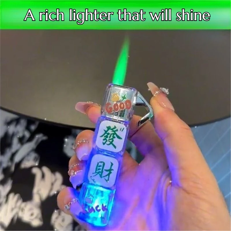 2025 New Luminous Dice Lighter Inflatable Green Flame Windproof Fan Burst High-value Men's Smoking Accessories Cigarette Lighter