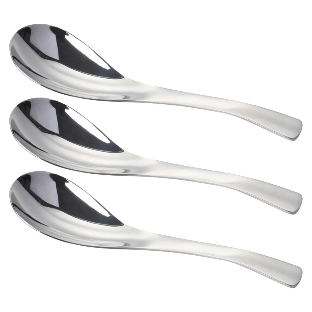 3Pcs Stainless Steel Spoons Set Includes Soup Rice Meal Spoons for Home Office School Travel Corrosion Resistant Cutlery