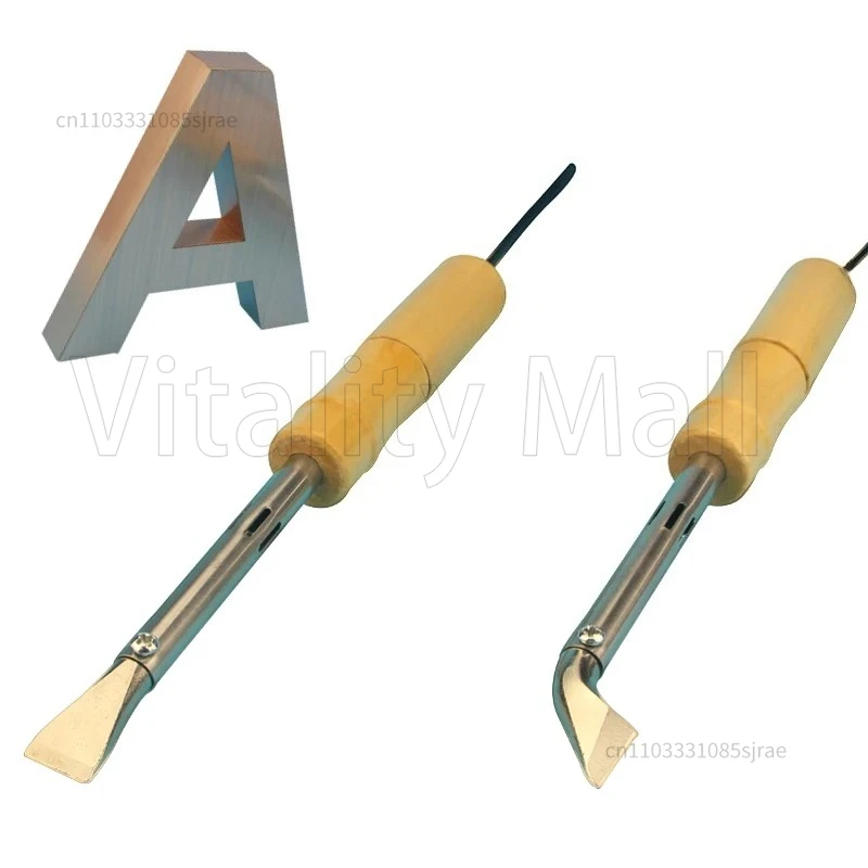 最新の銅ヘッド、ロジウムメッキ電気はんだごて、金属チャンネル文字の溶接用、220v-80w