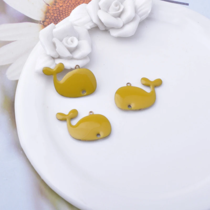 6 Stück Kupfer-Emaille-Delfin-Anhänger, beidseitig mit Öltropfen-Motiv, Verbindungsstück für DIY-Schmuck- und Ohrringherstellung – Detail 7