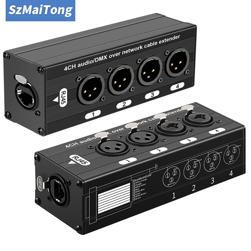 4CH Multi Network XLR Breakout Box Aluminum Alloy Network Signal Extender for Stage Sound and Lighting Recording Studio