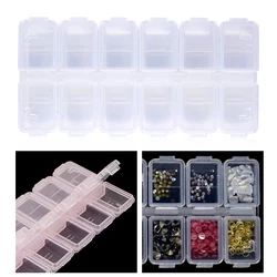 12 Compartments Plastic Rhinestone Organizer Container Case, Nail Art Tool Jewelry Storage Box, Beads Parts Containers