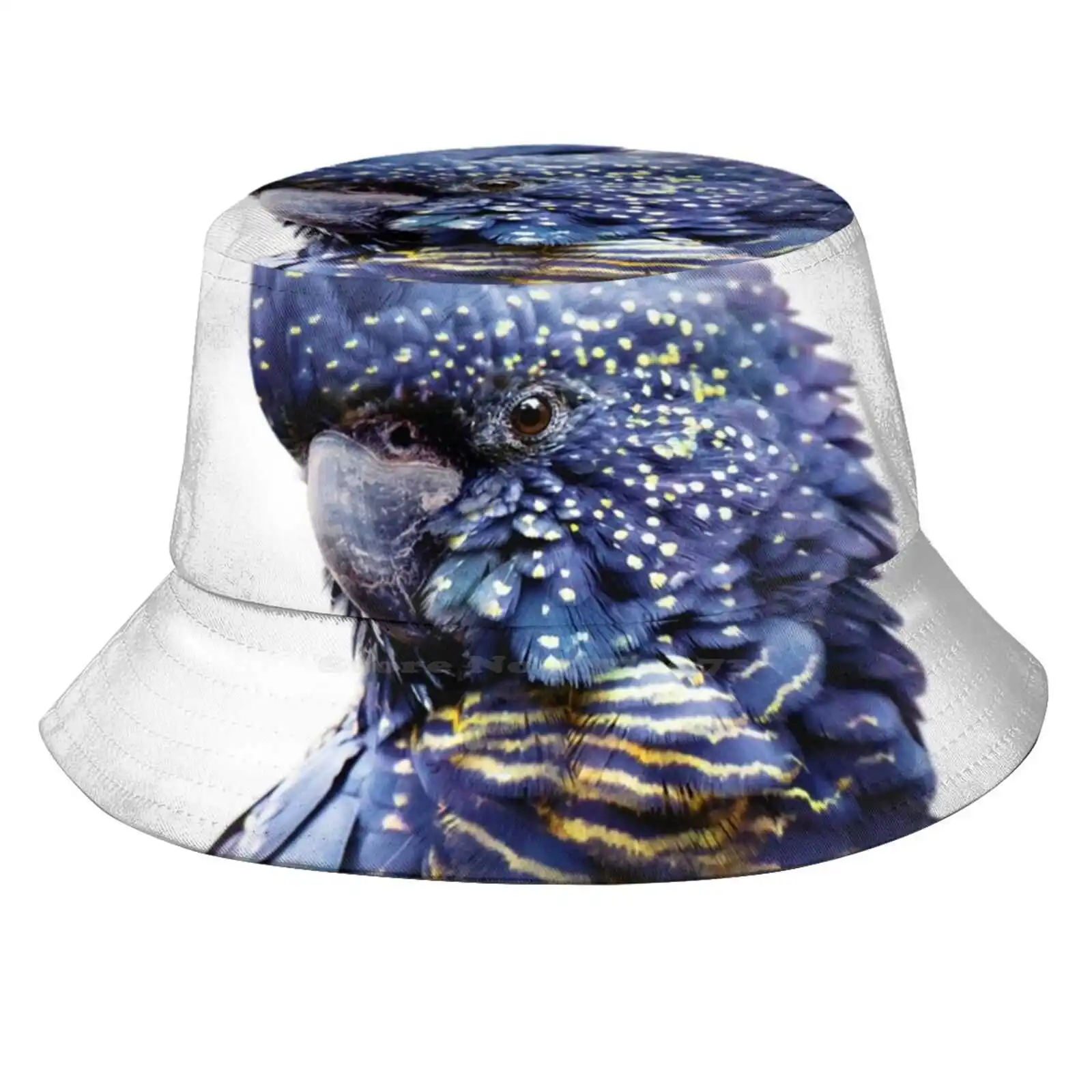 Black Cockatoo Sun Cap Fisherman Hat Bucket Hats Bird Australia Australian Parrot Black Cockatoo Animal Blue Navy Modern On