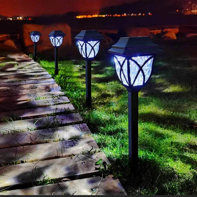 2Pcs LED Solar Lawn Lights Outdoor Waterproof  Powered Lamp Garden Decoration Light For Walkway Path Villa Yard Solar Lamps