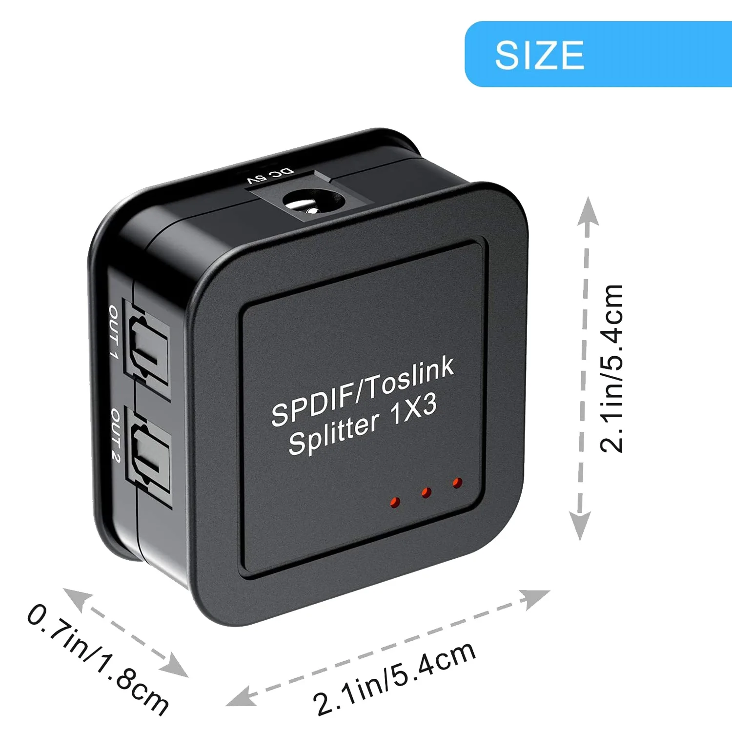 Digital Optical Audio 1X3 Splitter,Digital SPDIF TOSLINK Optical Fiber Audio Splitter,1 in 3 Out, for Blue-Ray DVD HDTV image 2
