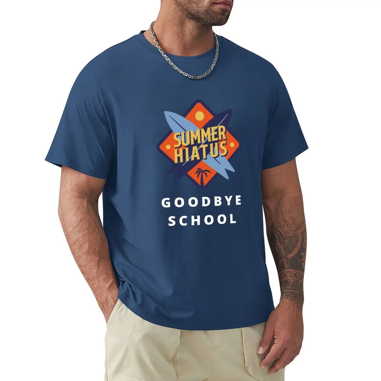 hello summer hiatus funny goodbye school T-Shirt new edition boys animal print plus size tops plain t shirts men