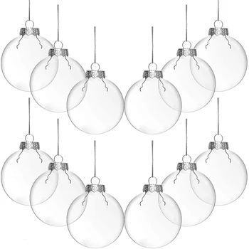 Plástico transparente Fillable Christmas Ball Ornament, Xmas Tree Hanging Bauble Pendant, presente de decoração para casa, 6pcs, 2024