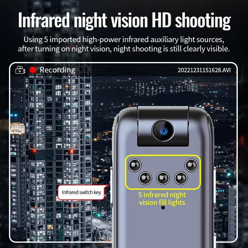 1080P Mini Thumb Cam with Keychain Leather Cover, HD Body Recorder, Long Standby, Memory Card Supported, Non-WiFi Design view 3