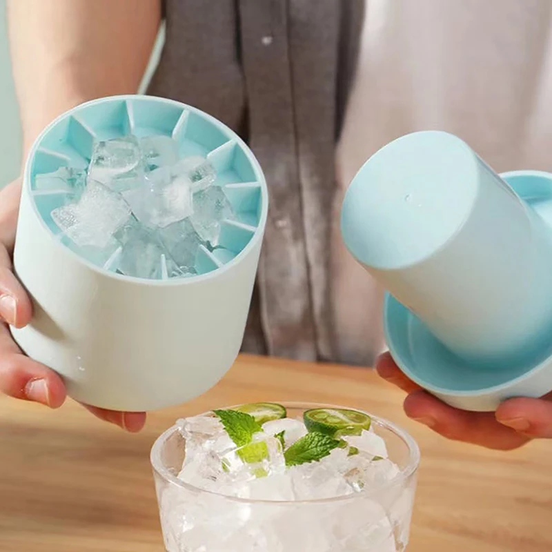 Ice Bucket Cup Mold Ice Cubes Tray Food Grade Quickly Freeze Silicone Ice Maker Creative Design Ice Bucket Whiskey Beer Maker