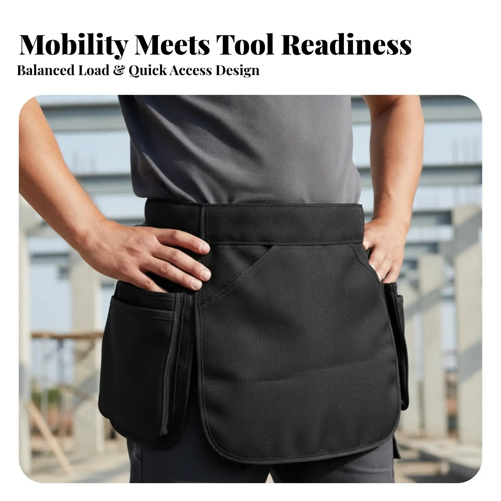 Multi Pocket Waist Pack Heavy Duty Tool Pouch for Work with Oxford Cloth Material and Large Central Pocket