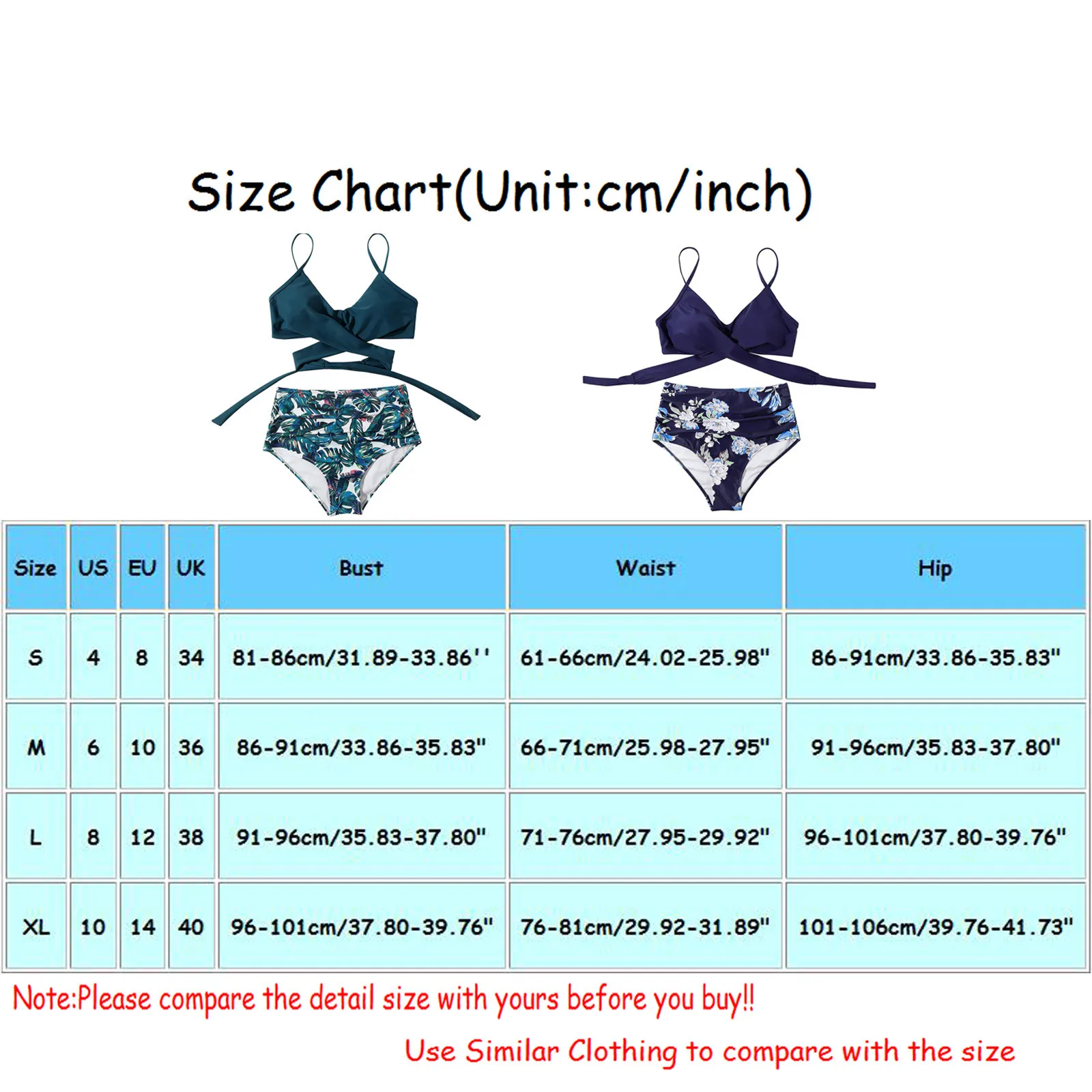 ملابس سباحة من قطعتين مطبوعة بالأزهار للنساء ، طراز الشاطئ ، متقاطع بخصر عالٍ ، بيكيني للمراهقات ،