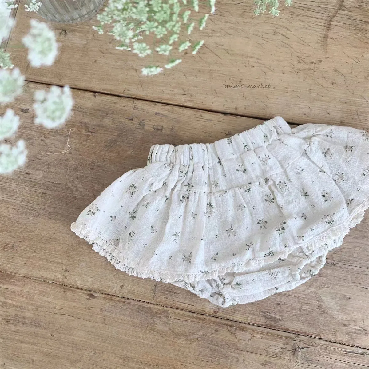 K23099 Girls Floral Short Pants Triangle Baby Bodysuit Skirt Casual Infant Clothing Toddler Girls Outfit view 4