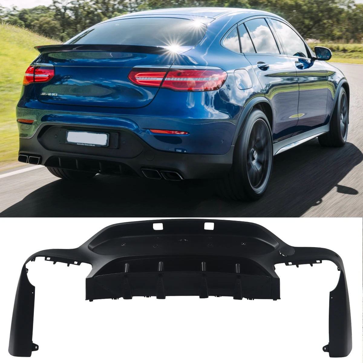 

Черный Задний диффузор MagicKit + черная выхлопная труба для моделей Mercedes Benz GLC Class C253 купе только автомобильные аксессуары