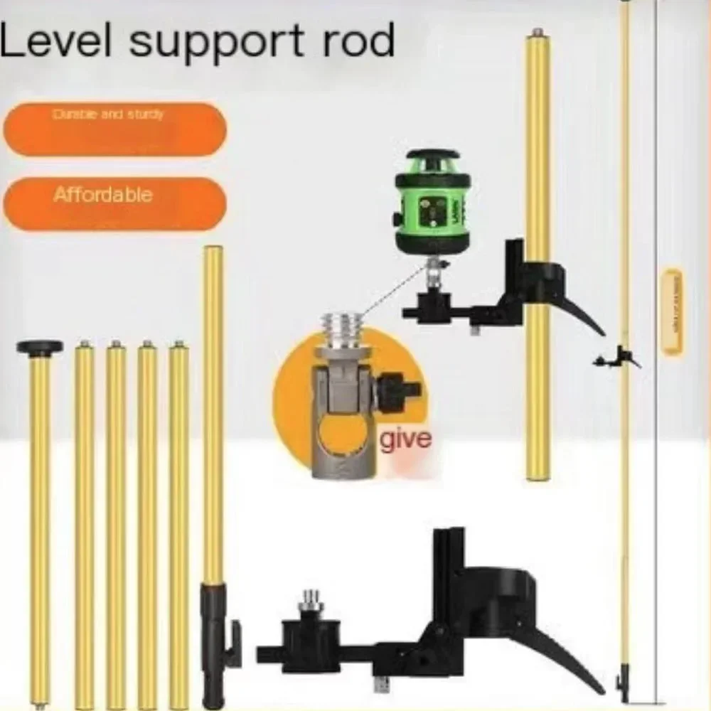 New Line Leveler Telescopic Pole Aluminum Alloy Adjustable Lift Extend Bracket Holder Stand Support for 1/4''5/8'' Laser Level B