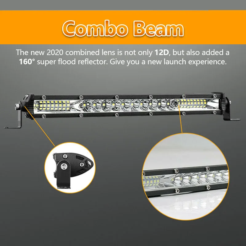 Super Slim 12-52inch Led Work Light Bar 12V 24V Combo LED Bar Offroad for Trucks 4X4 UAZ Off Road ATV