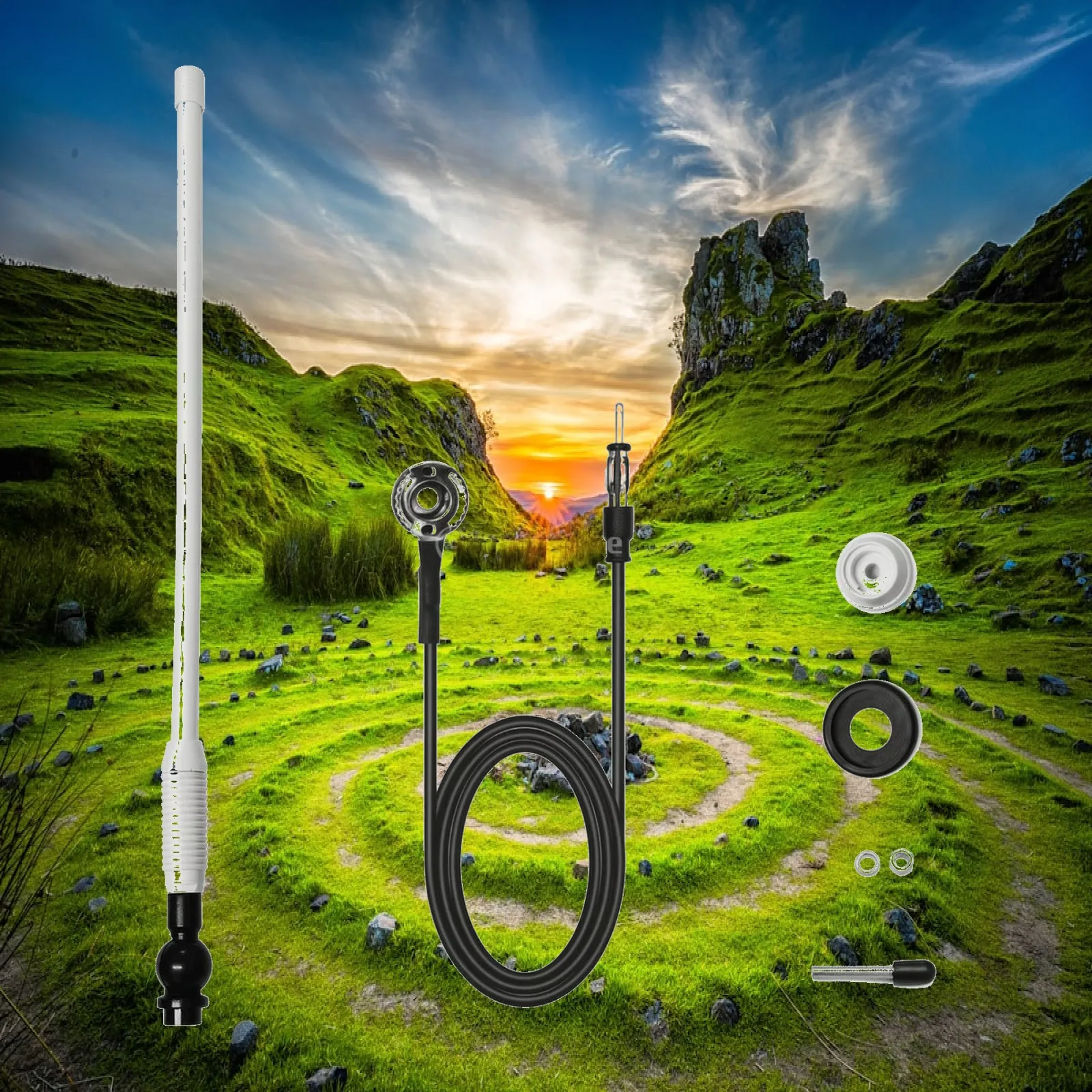 Marine Antenna with Swivel Base Sturdy Whip Antenna with Mounting Base Reliable Low-Profile for RV Owners, Boats, Yachts