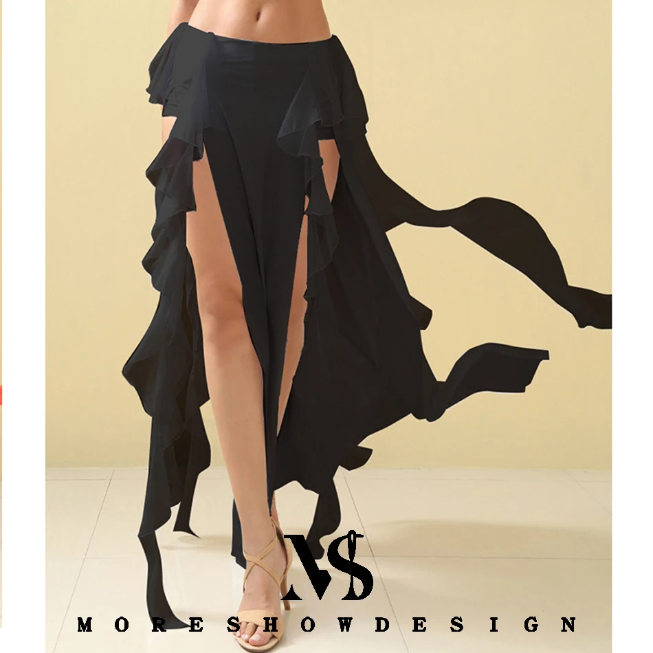 Gonna a fessura per danza del ventre per donna Abito da ballo 96 cm Accessori per prestazioni Gonna per performance sul palco di abbigliamento da ballo sexy