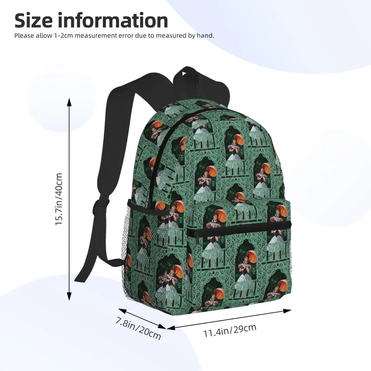 Gothic Vampire Halloween Haunted Mansion Student Backpack School Bag Hiking Travel Daypack for Men Women Bookbag Shoulder Bags