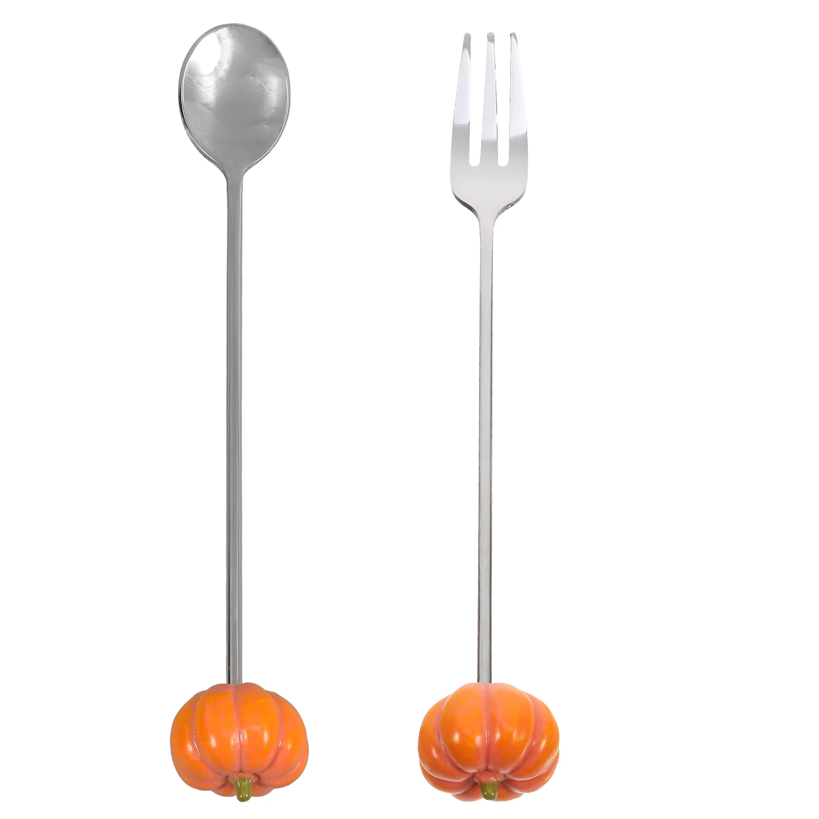 

Serving Pumpkin Spoon Fork Convenient Dessert Coffee Plastic Forks and Spoons Baby