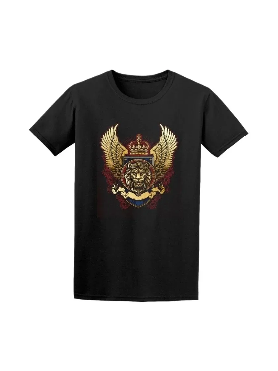Fashion Lion Wing Shield Logo T-Shirt. Summer Cotton O-Neck Short Sleeve Mens T Shirt New S-3XL