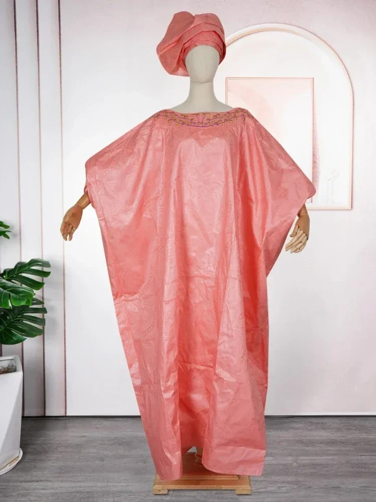 

Африканские платья для женщин Дашики, традиционное платье Базен с вышивкой, Анкара, розовые халаты, наряды, свадебное вечернее платье