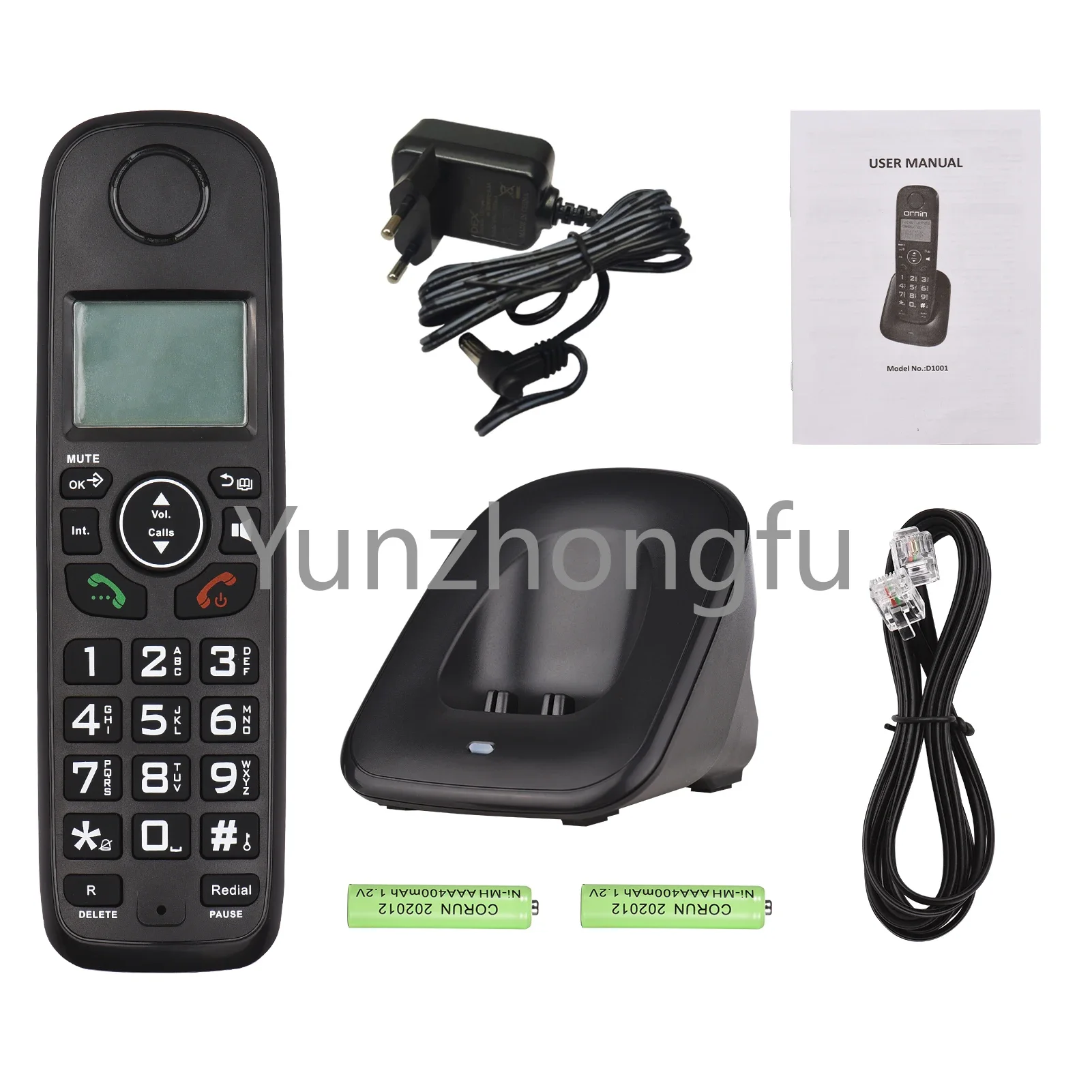 Desktop Black cordless Wireless Telephone With Multi Language Call ID Handfree Backlight Phone For Home Office