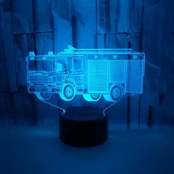 Nighdn 3D Lamp Fire Trucks Night Lights for Kids Room Decor 7 Color Changing Nightlight Acrylic Gifts Toys for Boys Birthday