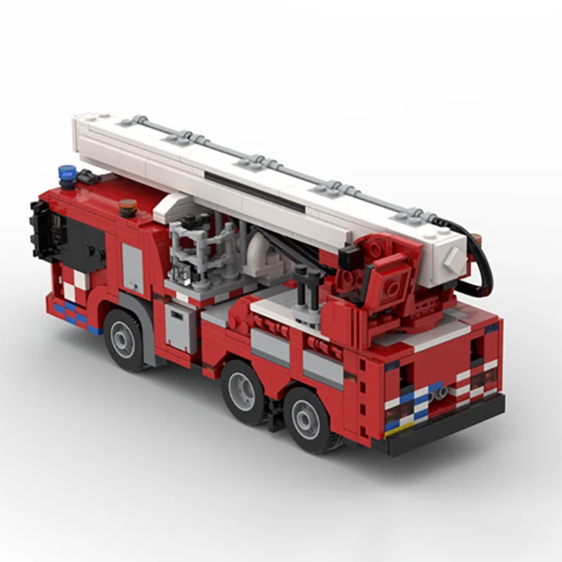 Fire Truck Aerial Work Platform Elevator MOC-55291 Building Block Splicing Model 864PCS Kids Birthday Gift Christmas Toy Gift