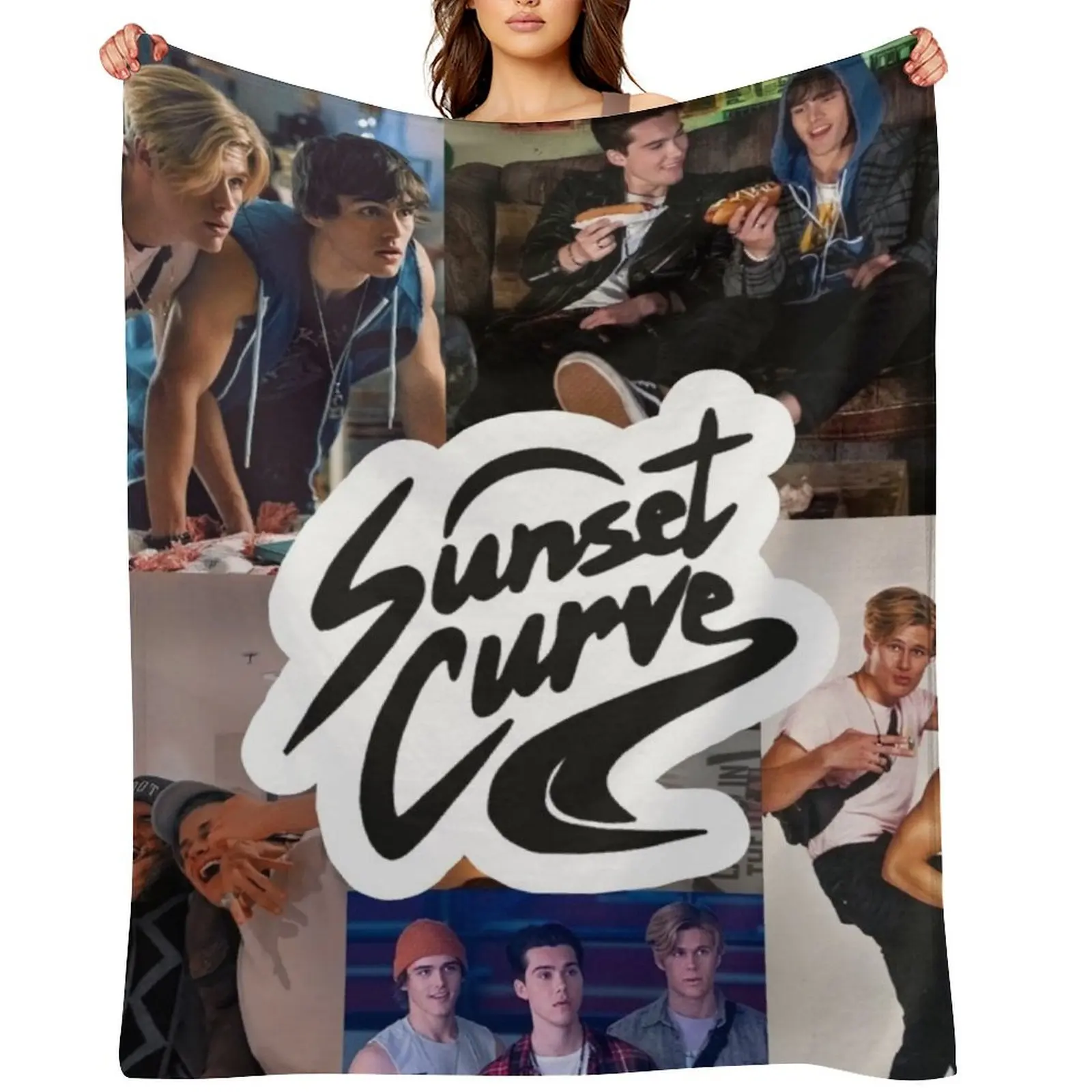 

Sunset Curve Collage from JATP Throw Blanket Softest Plush Sofa Throw valentine gift ideas Blankets