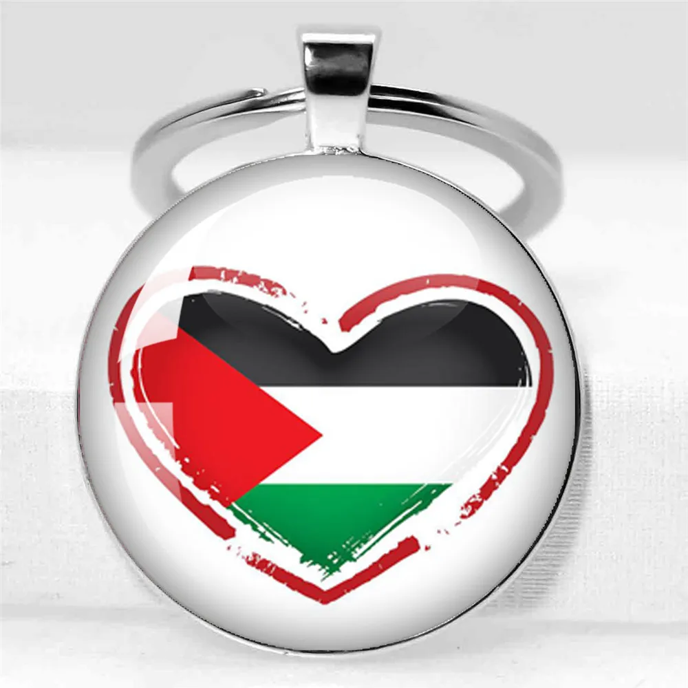 أنماط الفن شخصية فلسطين علم الدولة شعار 25 مللي متر/30 مللي متر زجاج قبة المفاتيح حلقات المفاتيح للنساء الرجال المجوهرات هدية #5