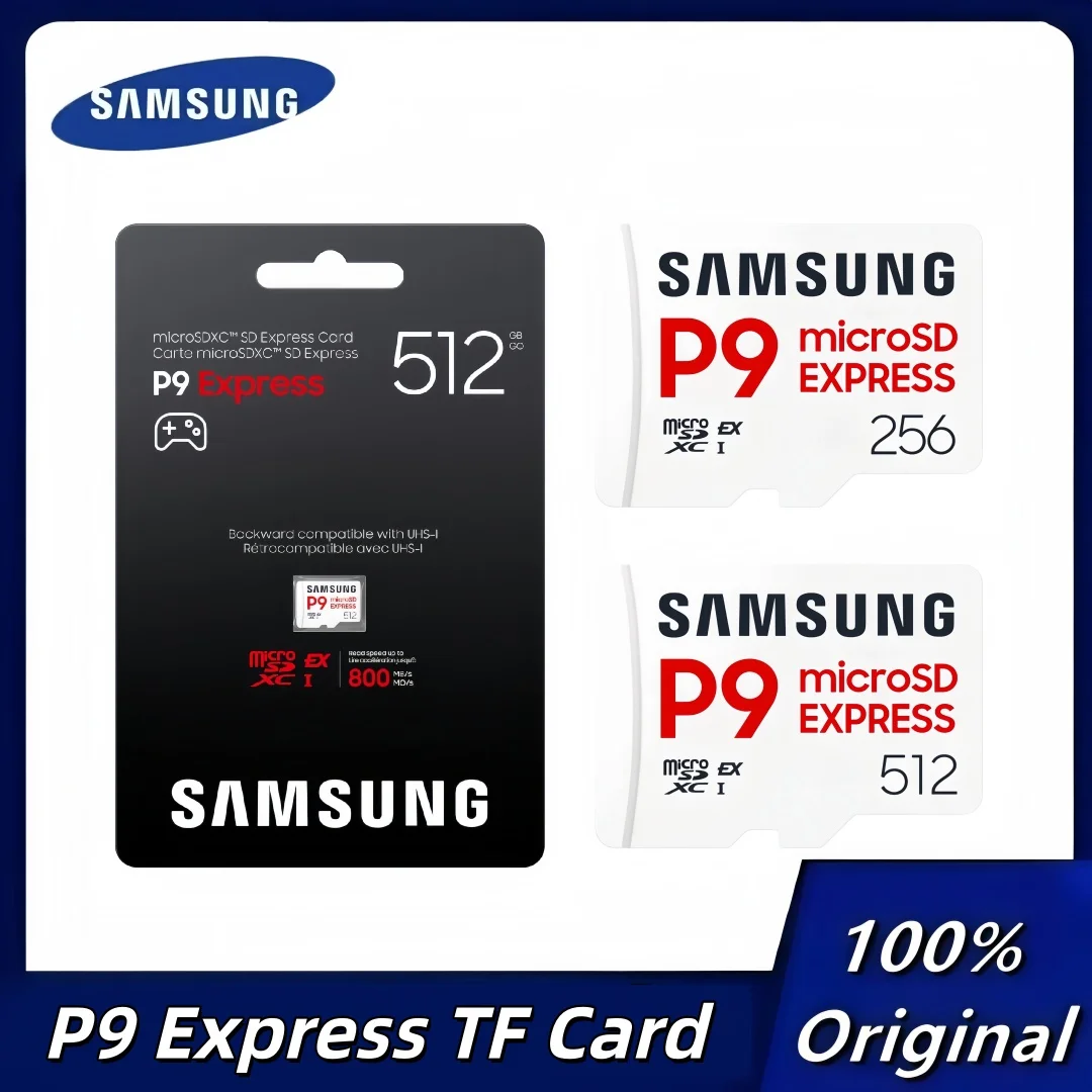 Tarjeta microSD Express original Samsung P9 Express de 512 GB/256 GB, tarjeta de memoria microSDXC de hasta 800 MB/s para Nintendo Switch