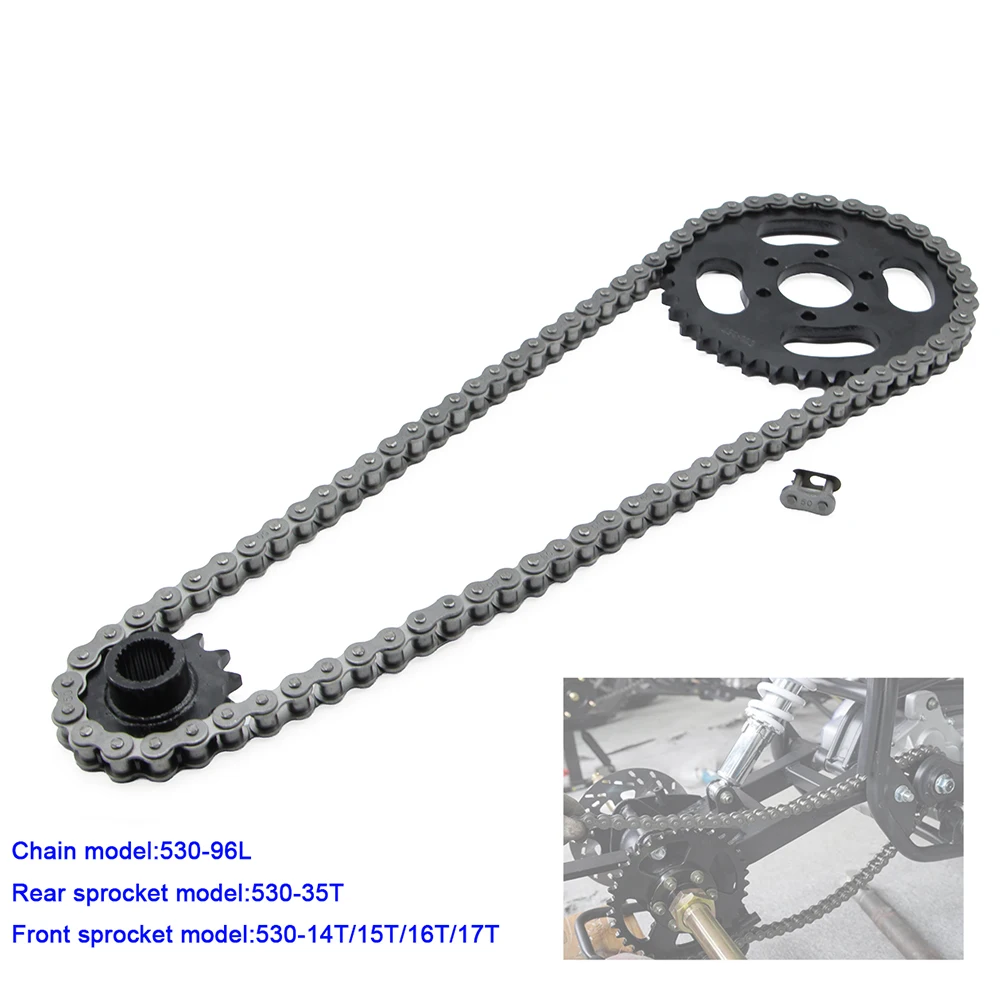 #530 96 Link Drive Chain Sprocket Kit Front 14/15/16/17 Teeth Rear 35T For GY6 150cc 200cc 250cc ATV Go Kart UTV Buggy Quad Bike