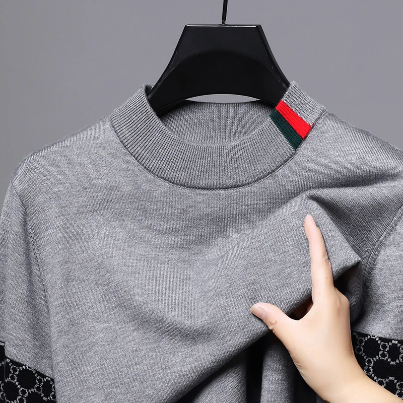 

Fashion personality jacquard knitted sweater luxury brand designer new casual soft lightweight comfort men's round neck pullover