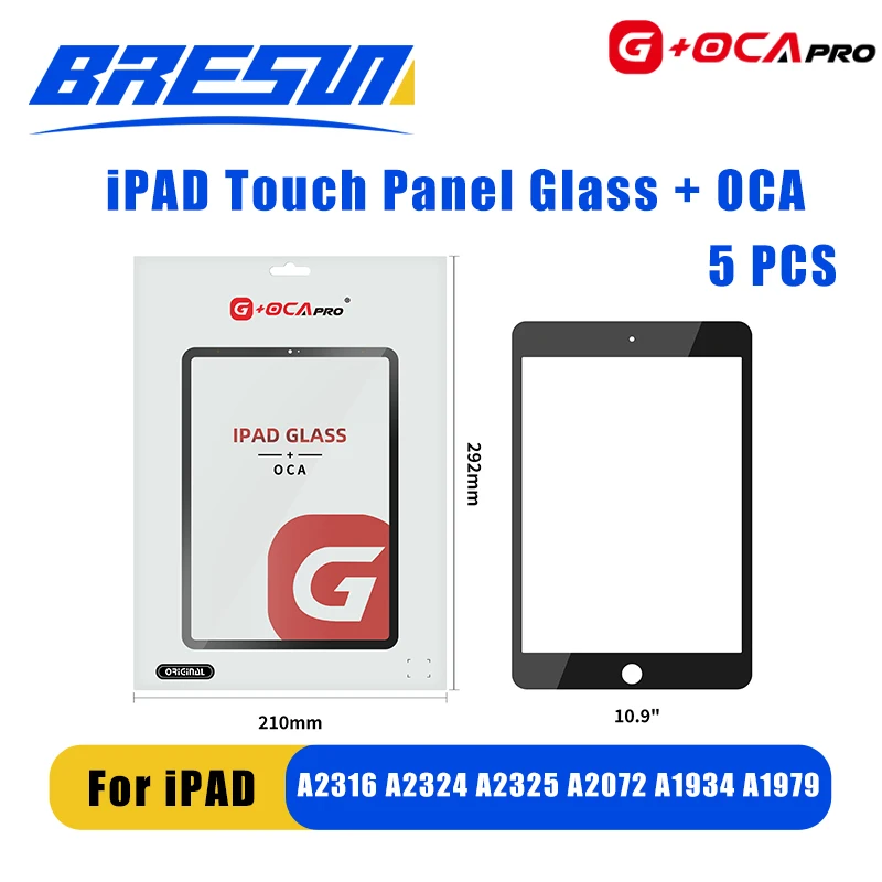 G+OCA 5PCS Touch screen digitizer front outer glass panel for Apple ipad pro 9.7/10.5/11/12.9 inch GLASS+OCA replacement parts
