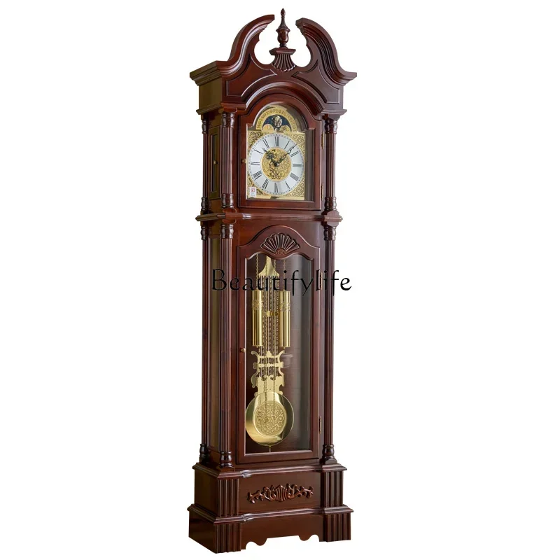 Chinese Mechanical Floor Clock American Vertical Standing Clock Retro European Style Living Room Decoration Clock