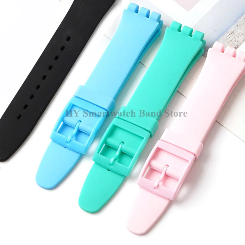 16mm 17mm 19mm 20mm Silicone Watch Band for Swatch Colorful Rubber Bracelet Replacement Wrist Strap Men Women Watch Accessories