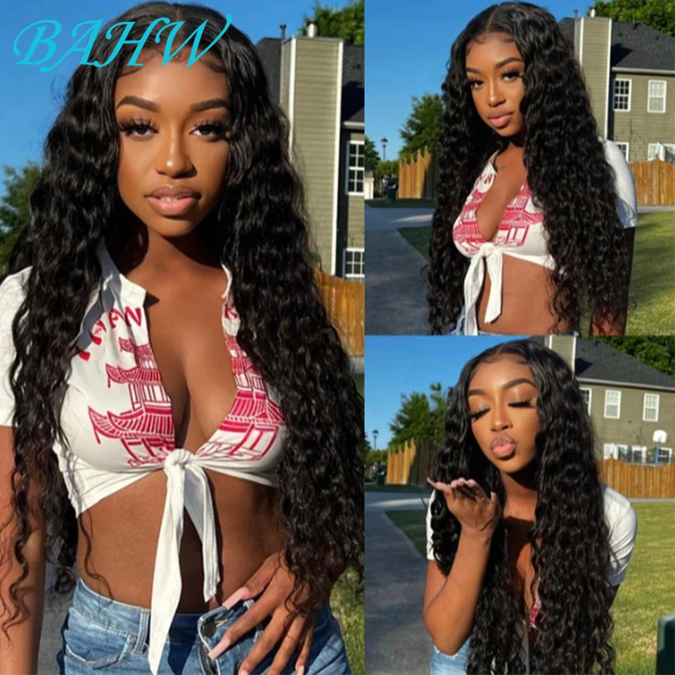 

Malaysian Hair Deep Wave Frontal Wig 4X4 Lace Closure Wig Deep Curly 13x4 Lace Front Human Hair Wig Pre Plucked Natural Black