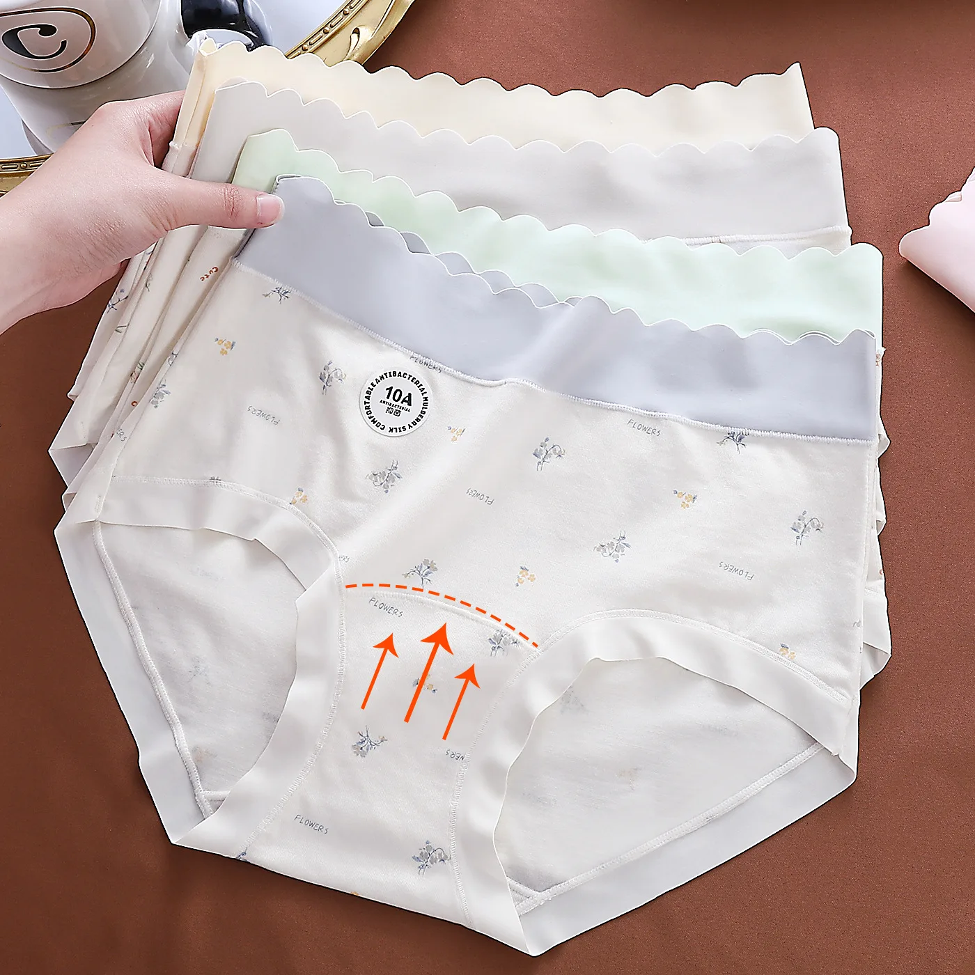 New Women's Panties, Fresh Floral Mixed-Color Breathable Underwear, Printed High-Waist Skin-Friendly Hip-Hugging Briefs, 6PCS