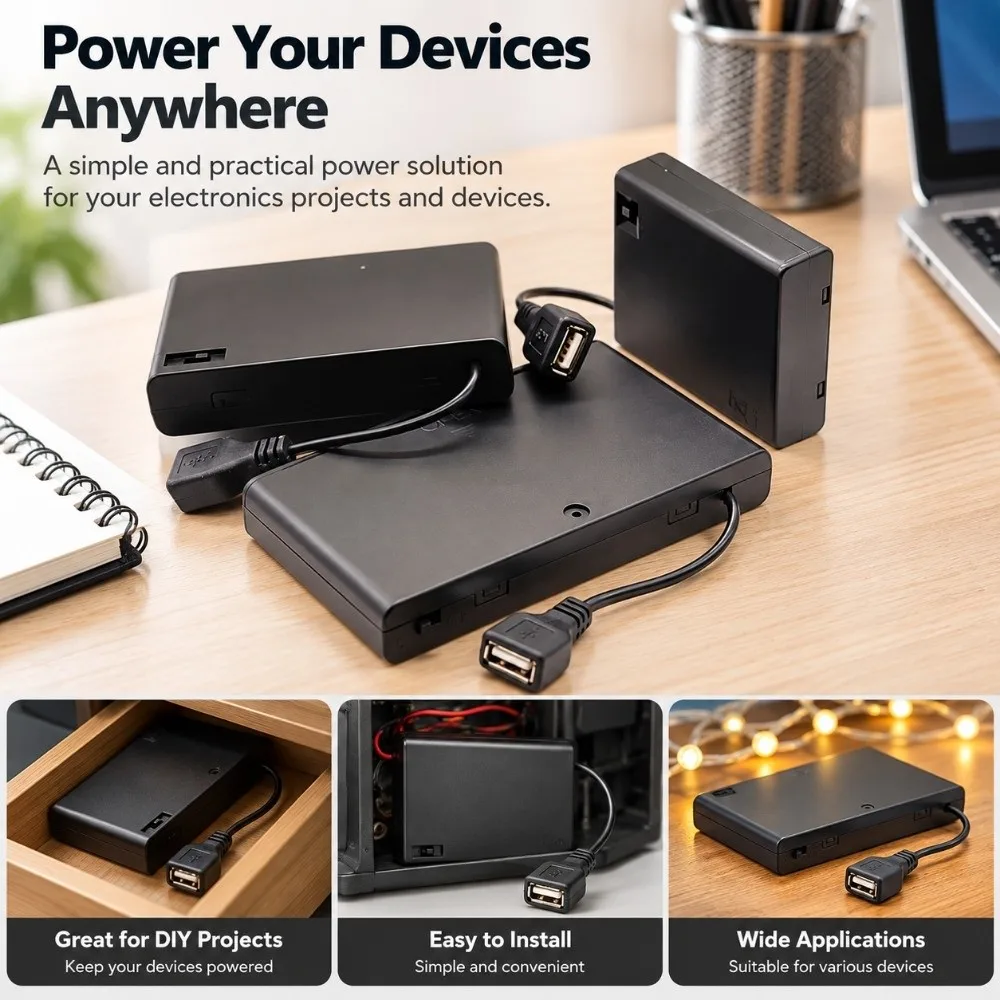With Cover AA Battery Holder With Switch With USB Power AA Battery Box AA Battery Case Battery Cover switch DIY 2/3/4/6/8 Slot