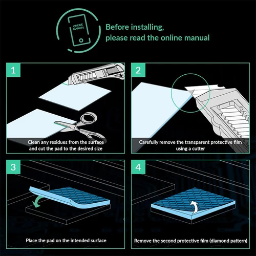 Imagen 2 del producto Almohadilla térmica de rendimiento premium ARCTIC TP-3, 120x20 mm, 4 piezas de alto rendimiento, especialmente suave, relleno de huecos ideal, huecos de despedida