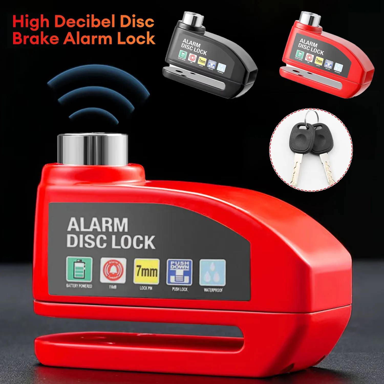 

New Motorcycle Wheel Disk Brake Lock Moto Alarm Lock Waterproof Security Padlock 110dB Loud Anti-Theft Safety Lock