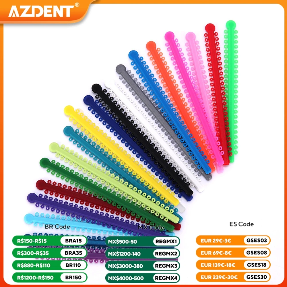 1000pcs/Pack Dental Orthodontic Elastic Ligature Ties AZDENT Bands Ligation Ring for Brackets 23 Colors Dentistry Supplies