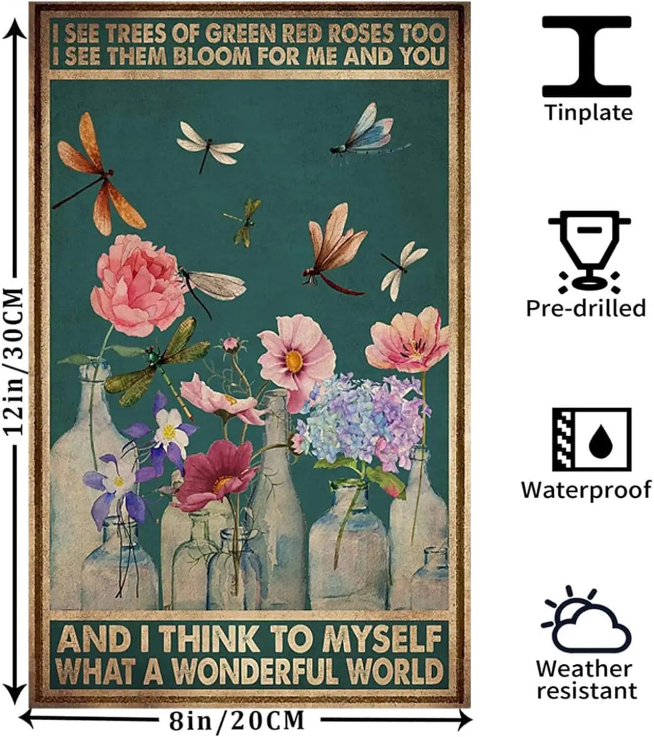 Metalowy Znak Rośliny Te Pomogą Ochronić Pszczoły Śmieszny Retro Vintage Aluminiowy Znak do Domu Ogrodu Kawy Dekoracja Ścienna Metalowa Tabliczka