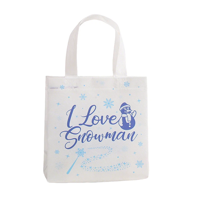12 Stück „Let It Snow“-Thema, Vlies-Geschenk-Verpackungsbeutel, Schneeflocken-Einkaufstaschen für frohe Weihnachten, Neujahrsparty-Dekoration – Detail 5