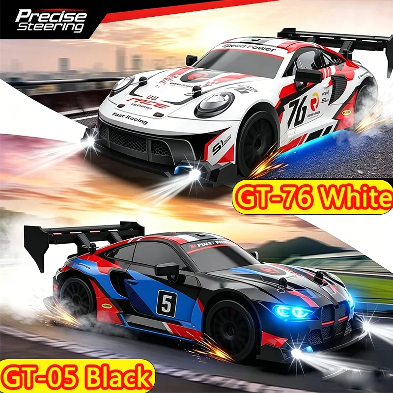 Carros de Corrida GT com Luz LED, Escala 1/24, Controle Remoto 2.4Ghz, Veículo de Alta Velocidade, Mini Carros de Drift RTR, Brinquedos JDM, Presente para Adultos e Crianças
