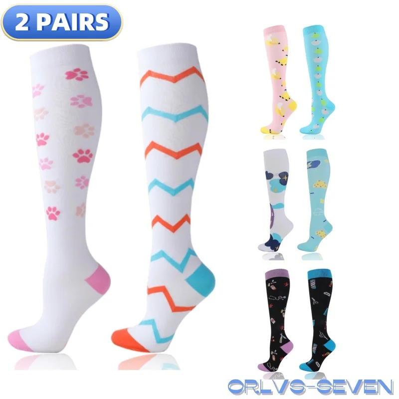 2켤레/세트 여성 남성 압박 양말 스타킹 탄력 스포츠 아름다운 다리 러닝 간호사 등산 사이클링 양말 체육관용