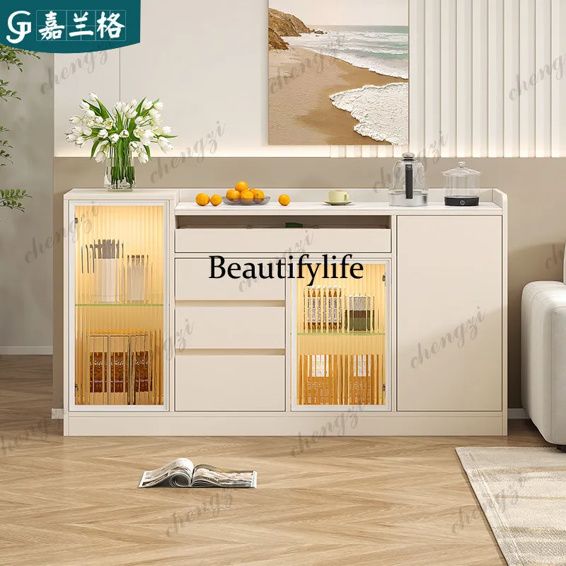 Rock slab dining side kitchen locker living room sofa tea kettle integrated cabinet