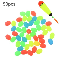 50pcs Colorful Soft Rubber Fishing Beads, 0.17inch Elliptical Fishing Bait Eggs with a Centered Hole