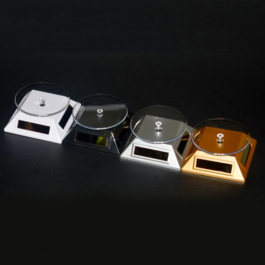 

Solar Powered Rotating Display Stand For Jewelry Watches Cellphone Digital Camera Energy Saving Compact Lightweight Gold Color