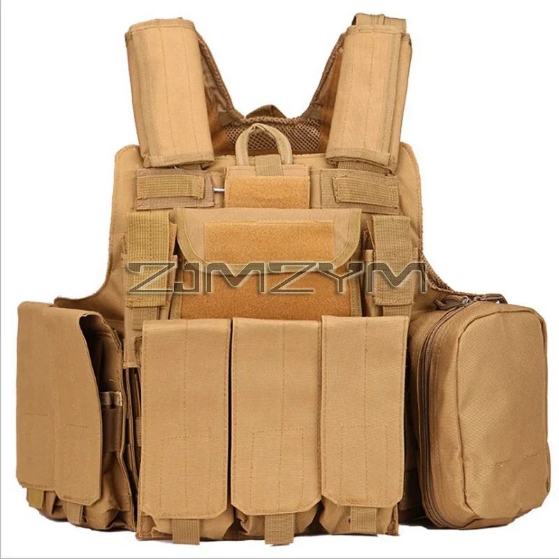 Molle Combat Strike Plate Carrier Camo Vest With Triple Magazine Pouch Army Green Camo Vests